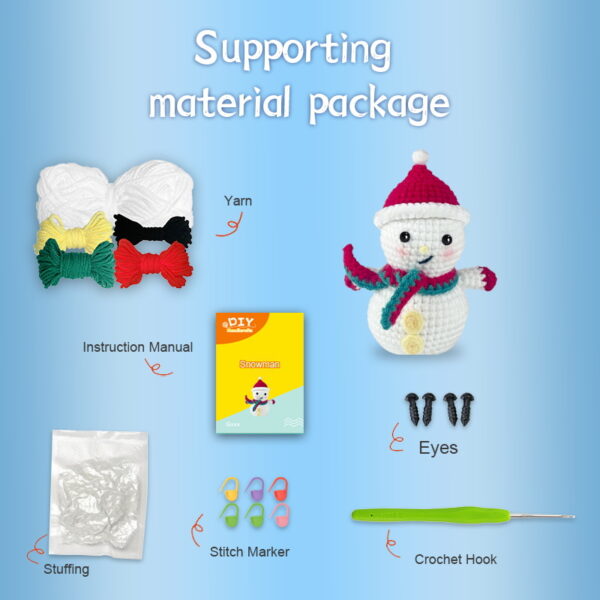 Christmas snowman knitting kit for handmade dolls - crochet DIY project