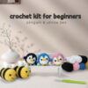 Bees and Penguins Crochet Kit for Making Handmade Dolls - DIY Crocheting Project