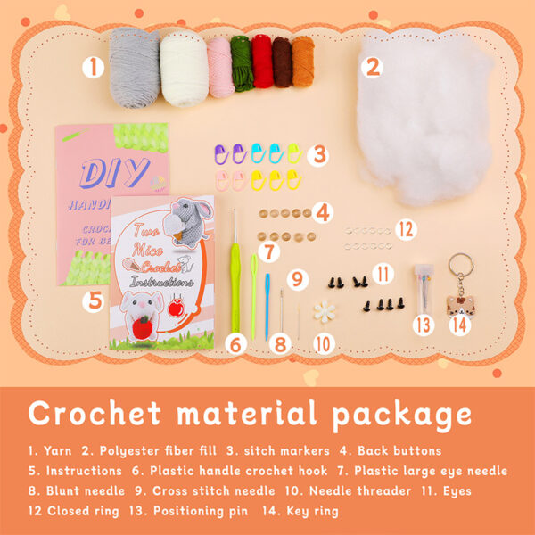 主图-07 Crochet material pack, two mice, new style, DIY cute animal gift, lovely decorative item