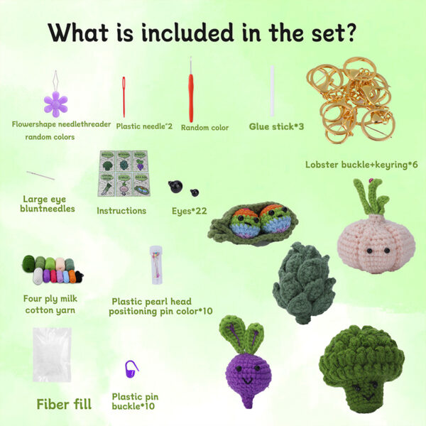主图-07 New vegetable crochet material pack for DIY handmade cotton and wool children's dolls
