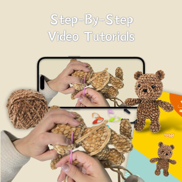 Crochet kit, crochet weaving material package, Teddy bear crocheting DIY material package