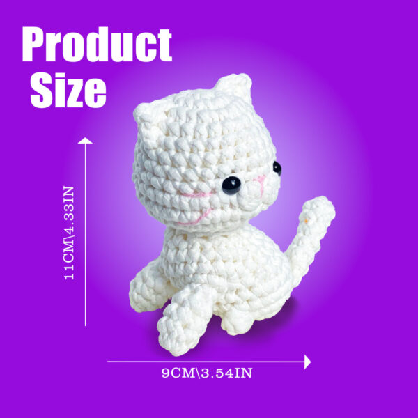Beginner's knitting material pack - Cute white cat crochet knitting set