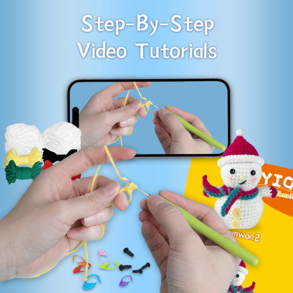 Christmas snowman knitting kit for handmade dolls - crochet DIY project