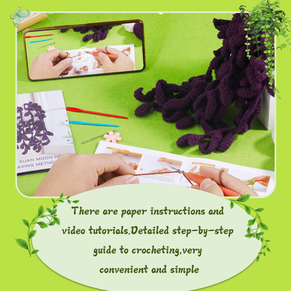 Crochet material bag hanging basket series purple and white moon balcony decoration pendant DIY handmade decoration best-selling new product