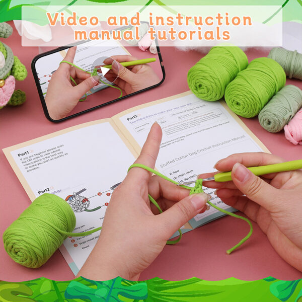 Crochet material pack - avocado-colored core cotton dog DIY doll display item decoration