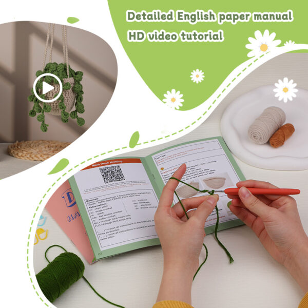 Hand-knitted Autumn Fragrance Green Bean Bean Hanging Basket Decorative Kit Knitting Needle Materials Pack