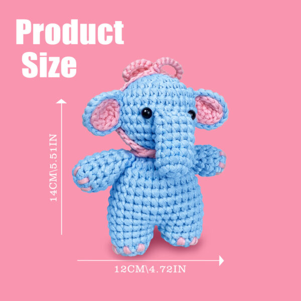 主图-08 Beginner's Crochet Kit - Butterfly Knot, Blue Elephant DIY Crochet Set - Perfect for Beginners