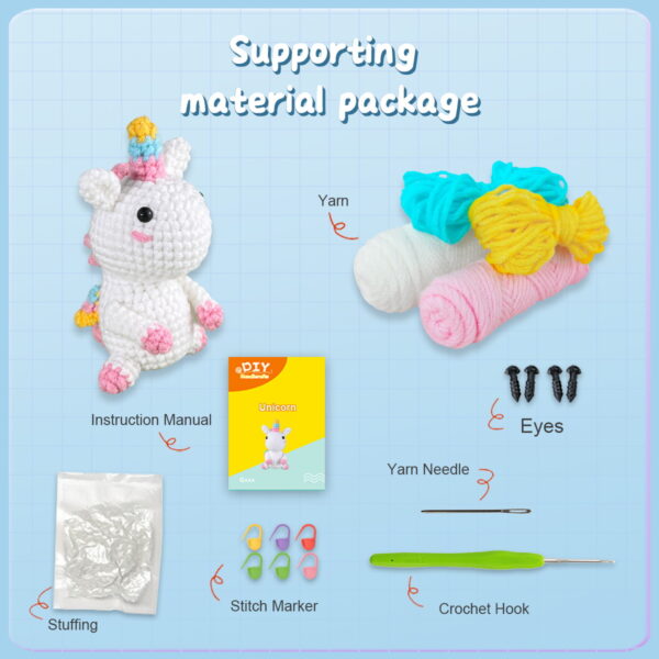Unicorn Crochet Kit Materials Pack - Amazon Bestseller - Handmade Knitting DIY