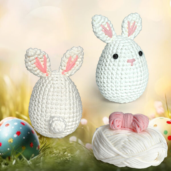 主图-09 The "Wobus" rabbit doll, made of crochet material, comes with a set of cotton stuffing inside