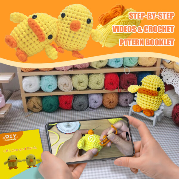 Crochet material package with core cotton small chicken and duck doll ornaments for handicraft DIY cross-border new product knitted material