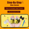 True Cotton Bee Hooked Knitting Material Pack - 3 Cute Bee Family Handmade Knitted Wool Bags