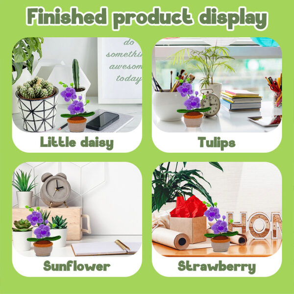 主图-09 New potting hook knitting material pack - realistic hand-knitted mini orchid for home decoration as a centerpiece