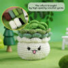 主图-09 Crochet material pack - White basin with green plant cup cushion and potted plant style - Practical decorative item