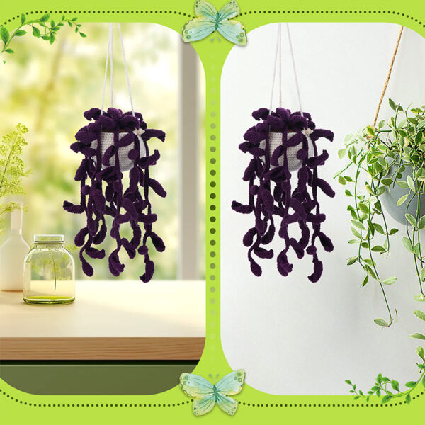 Crochet material bag hanging basket series purple and white moon balcony decoration pendant DIY handmade decoration best-selling new product