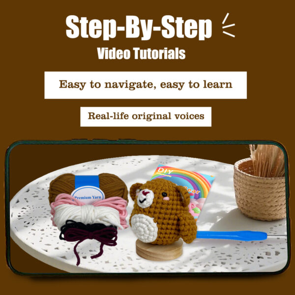 Beginner's Handmade Weaving Materials Pack - DIY Handmade Weaving Brown Little Bear