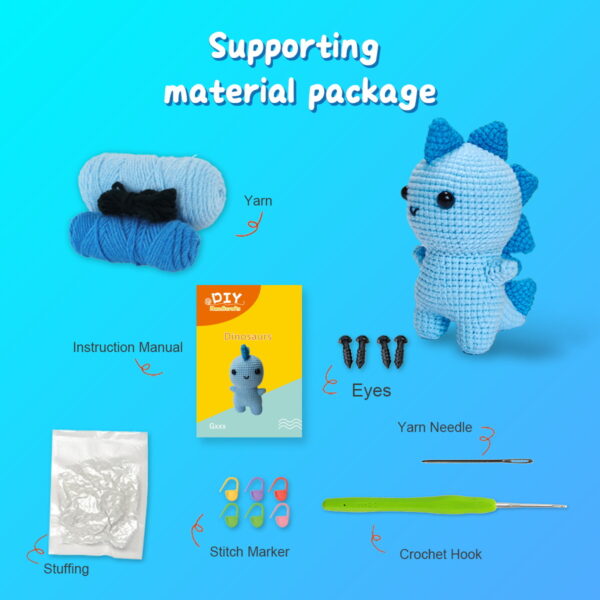 主图-09 Crochet material pack - dinosaur yarn for crochet DIY gift - cute figurine materials