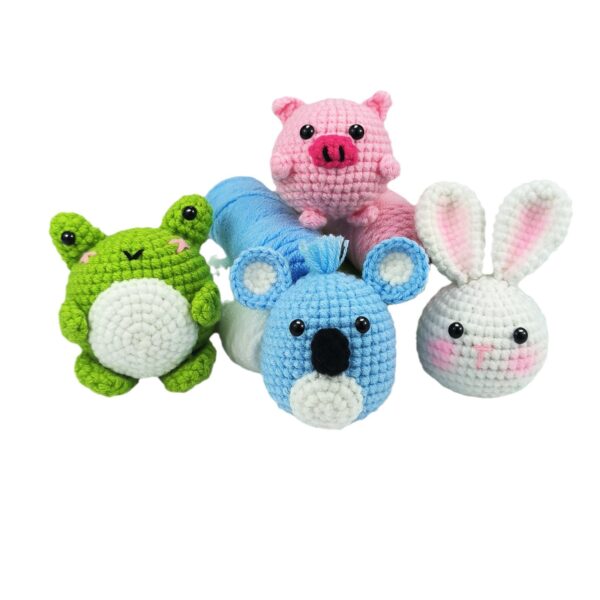主图-10 Frog, Rabbit, Koala Crochet Material Pack for Crocheting Dolls, Handmade DIY Knitting Materials