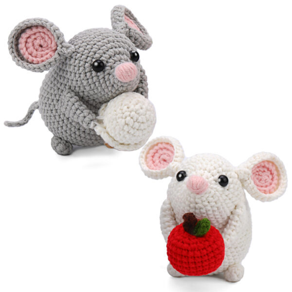 主图-10 Crochet material pack, two mice, new style, DIY cute animal gift, lovely decorative item
