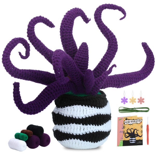 New product hot-selling crochet material package, ghost-cut aloe vera pot plant, milk cotton crochet decorative piece, gift