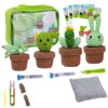 4-piece small cactus potted plants set. Handmade wool felt craft kit. Includes English instruction manual.