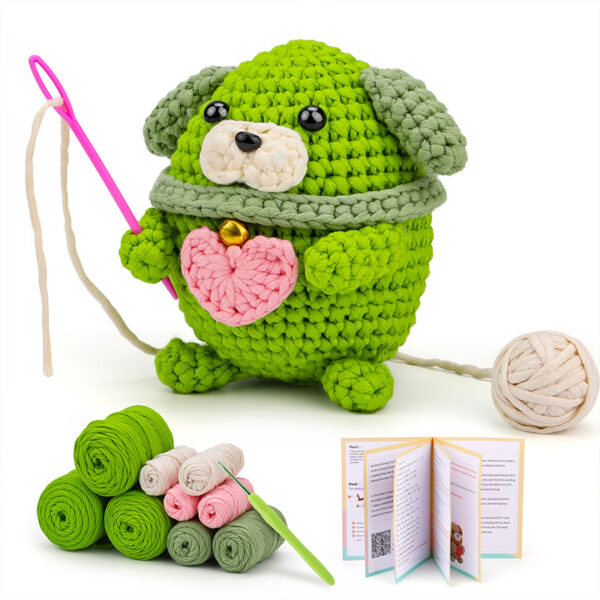 Crochet material pack - avocado-colored core cotton dog DIY doll display item decoration