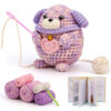 New DIY Sparkling Purple Hearted Cotton Puppy Handmade Crochet Animal Wool Knitting Doll Materials Pack
