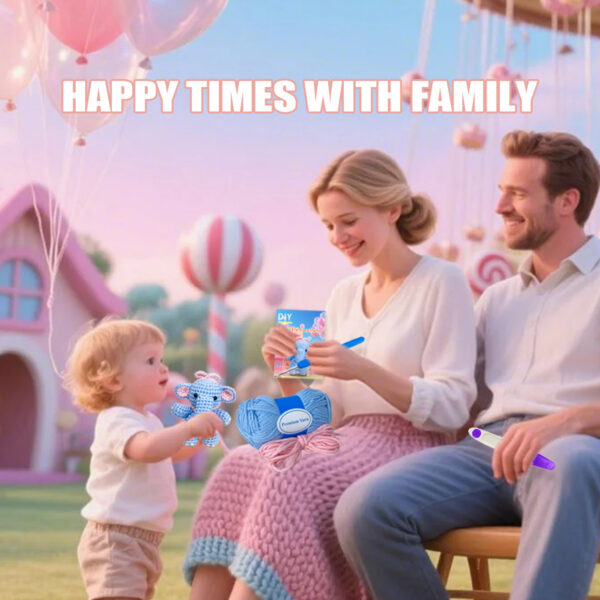 主图-10 Beginner's Crochet Kit - Butterfly Knot, Blue Elephant DIY Crochet Set - Perfect for Beginners