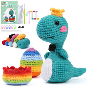 主图-11 Handmade knitted cute dinosaur figurine decorative item yarn crochet material package