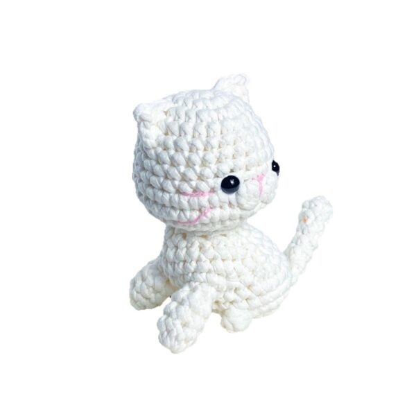 Beginner's knitting material pack - Cute white cat crochet knitting set