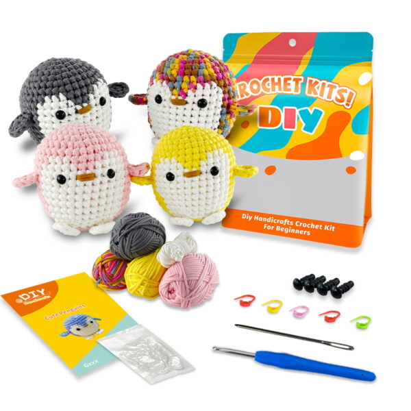 主图-11 Best-selling beginner crochet doll kit - Cute Penguin