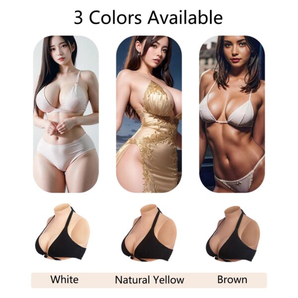 Drag queen wearing high collar silicone breastplate - realistic bounce effect